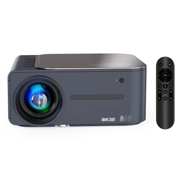Projector 8K HDR Ultra Clear 2.4G+5G WiFi BT5.0 Keystone Correction Portable Projector Android 9 80-inch Large Screen AI Intelligent Voice Control for Office Home Theater Phone