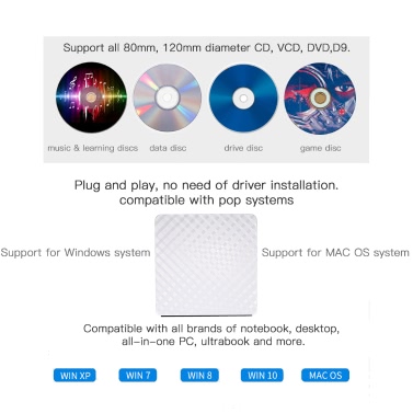 STW Portable USB 2.0 Ultra Externer DVD-RW CD-RW Brenner Writer Laufwerk für MAC PC Desktop Notebook STW-8038