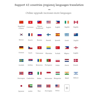 Unterstützung für Smart Voice Translator 42 Sprachen Simultandolmetschen für Reisen / Lernen / Business (Schwarz)