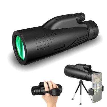 12X50 Monocular Telescope for Adults with Universal Phone Holder + Adjustable Metal Tripod
