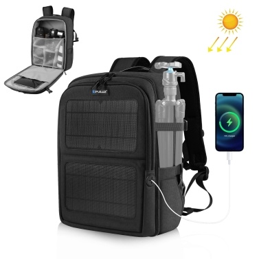 PULUZ PU5018B Multi-functional Camera Backpack with Solar Panel Water-resistant Camera Bag