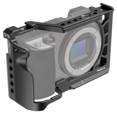 Poyinco Camera Cage Camera Video Cage with Cold Shoe Mount 1/4 Inch & 3/8 Inch Threads Aluminum Alloy Replacement for Sony A6500/A6400/A6300/A6100/A6000