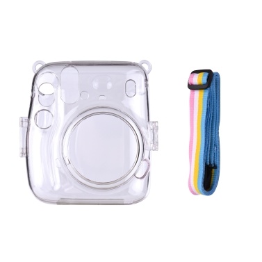 Instant Camera Transparent Protection Case with Rainbow Lanyard Replacement for Fujifilm Instax Mini 11