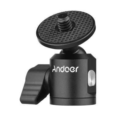Andoer Mini Ballhead Adapter Camera Tripod Ball Head Mount Alumnum Alloy 1/4 Inch Screw Connector with Bottom 1/4 Inch Screw Hole