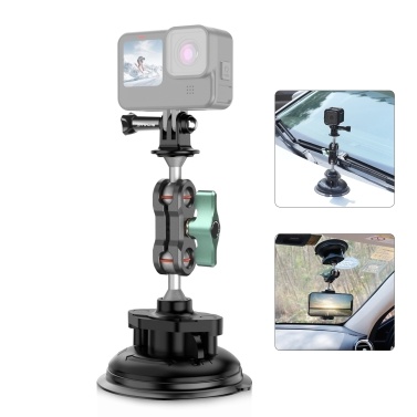 PULUZ PU848 Suction Cup Mount Camera Mount Dual 360° Rotatable Ballheads with Phone Holder