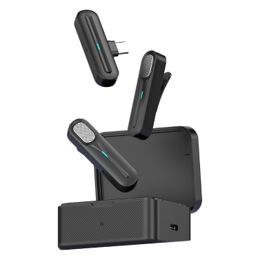 DX02 2.4GHz Wireless Lavalier Microphone System Clip-on Microphone(Type-C digital output)