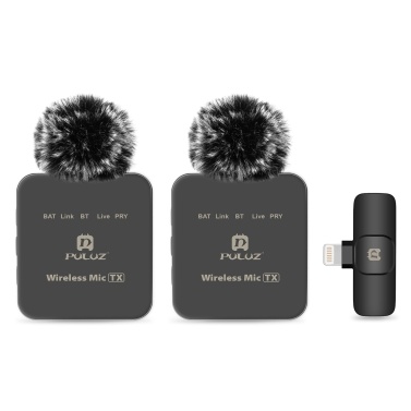 PULUZ PU647B Wireless Microphone System with 1 Receiver and 2 Transmitters(Lightning digital output)