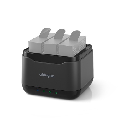 aMagisn AC21 Battery Charger with 3 Battery Channels Charging Box with USB Port and 2 Card Slots Compatible with Insta 360 Ace Pro/Ace