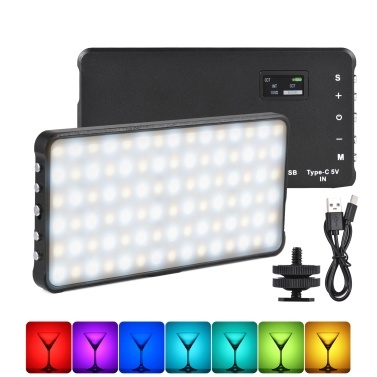 RGB Fill Light Panel Pocket LED Video Light with Cold Shoe Adapter
