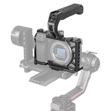 Poyinco Camera Cage + Top Handle Kit Camera Video Cage with Cold Shoe Mount 1/4 Inch & 3/8 Inch Threads Aluminum Alloy   Replacement for Sony A6500/A6400/A6300/A6100/A6000