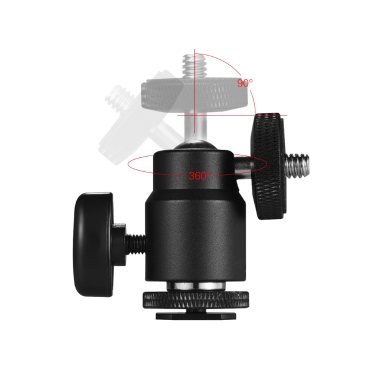 2 stücke 360 ​​° Dreh Mini Kugelkopf Blitzschuh Adapter 1/4 "Gewinde Basis für DSLR Kamera LED-Licht Monitor Stativ Einbeinstativ