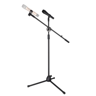 Microphone Stand Floor-Standing Mic Tripod Stand Height Angle Adjustable with Dual Mic Clips for Live Voice Stage Performance Speech