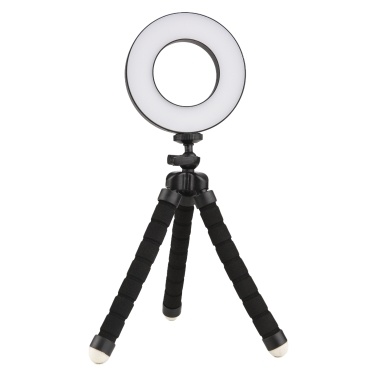 9CM/3.5IN Ring Light for Laptop 3-Colored Circle Lamp with Desktop Tripod 3200K–6000K 10 Adjustable Brightness for Live Broadcast/Conference/Makeup