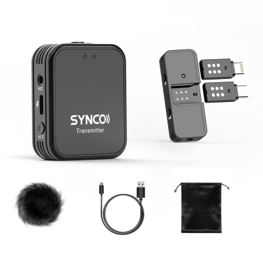 SYNCO G1TL 2.4G Wireless Microphone System Including Clip-on Mic Transmitter + Mini Receiver with 2 Connectors