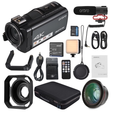 ORDRO HDR-AX10 4K Digital Video Camera WiFi Camcorder DV Recorder 3.5 Inch IPS Touch Panel