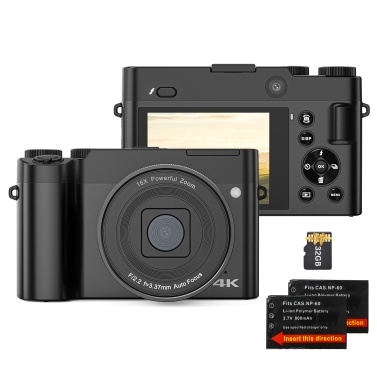 4K Digital Camera Digital Video Camera 64MP Dual Lens 2.8 Inch IPS Screen