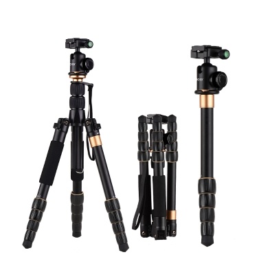 Andoer Portable 5-Section Adjustable Camera Camcorder Video Tripod Detachable Monopod Aluminum Alloy Material