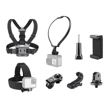 Sports Camera Accessory Set Chest Strap Mount + Head Strap + Neck Holder + Phone Holder
