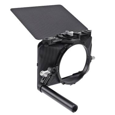 FOTGA Mini Matte Box Lightweight with Top Flag 15mm Rod 4pcs Lens Adapter Rings(67mm/72mm/77mm/82mm) for DSLR Mirrorless Cameras Supporting 4x4in/ 4x5.65in/100x100mm Filters