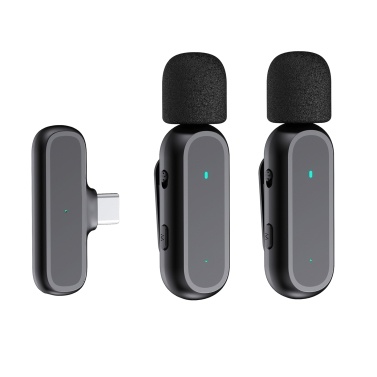 Portable One-trigger-Two Wireless Clip-on Microphone System for iPhone 13/12/11/10