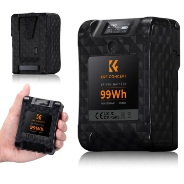 K&F CONCEPT Portable V-Lock Battery 99Wh 14.8V 6700mAh Large Capacity V-Mount Battery