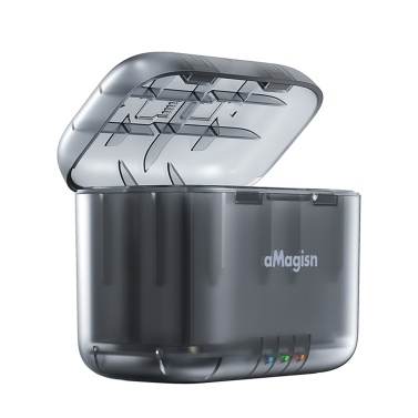 aMagisn AD13-A 2-slot Battery Charger Portable Battery Charging Box Battery Charging Case with TF Card Storage Slots Replacement for Insta360 X4 Batteries