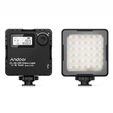 Andoer CL-36 Mini Bi-color LED Video Light 2800K-8500K Dimmable Built-in Rechargeable Battery