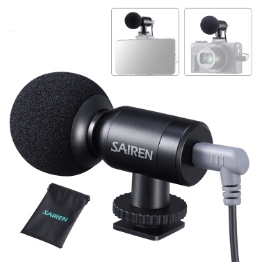 SAIREN Nano Super Cardioid Condenser Microphone Mini Mic 3.5mm TRS TRRS Audio Cable