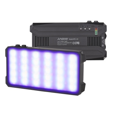 Andoer MFL-02 5W Multifunctional LED Video Light Portable Pocket Light Professional RGB Photography Light 90PCS Light Beads Bi-Color Temperature 3000K-6500K CRI≥95 Dimmable Brightness 7 Modes 21 Kinds