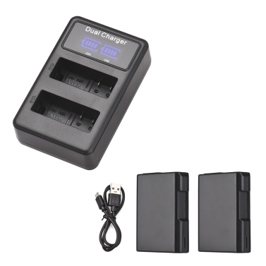 EN-EL14 Battery & Charger Kit 2pcs 7.4V 1500mAh Battery + 1pc LED2-EL14 Dual Channel Camera Battery Charger USB Port LED Screen Display Replacement for Nikon D3100 D3200 D3300 D3400 D3500 D5100 D5200 