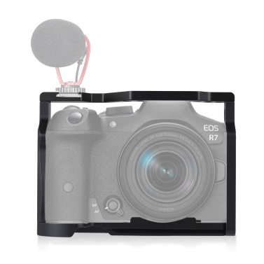 Protective Camera Cage Aluminum Alloy with Cold Shoe Mount Arca Quick Release Slot Numerous 1/4in And 3/8in Threaded Holes Compatible with Canon EOS R7/R8 Camera