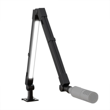 Desktop Microphone Boom Arm with LED Fill Light 2700K-6500K & Remote Control Desk Mount Mic Stand