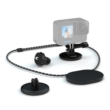 UURIG BH-06 Magnetic Sports Camera Neck Holder Mount Quick Release with 1/4 Inch Screw Adapter Lanyard Replacement for GoPro Hero 10/9/8 DJI Insta360 Sports Cameras