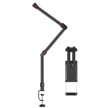 PULUZ PU3103B Desktop Live Streaming Stand 3-Section Flexible Extendable Arms C-Clamp Desk Mount Bracket