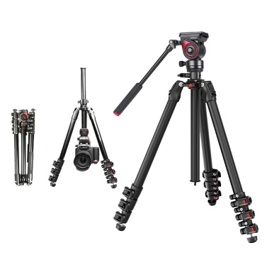 miliboo MUFA-BK 62.6inch Foldable Tripod Camera Stand with Fluid Tripod Head