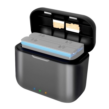 aMagisn AX05 Battery Charger with 2 Battery Channels Fast Charging Battery Box with Type-C Port and 3 Card Slots Compatible with Insta360 X3