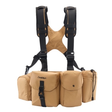 Cwatcun D104 Camera Harness Chest Pack Camera Vest Camera Bag Camera Waist Pack Waterproof for DSLR Camera Body Lens Smartphone Water Bottle