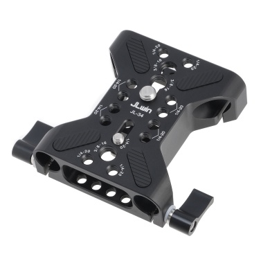 Multipurpose Camera Base Plate Baseplate with 15mm Rod Rail Clamp Tripod Mounting Baseplate Aluminum Alloy for DSLR Rig Support System