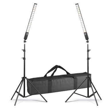 Andoer Studio Photography Light Kit Including 2 * Handheld LED Light Tube 3000K-5700K Dimmable CRI95 Built-in Battery + 2 * 2M Light Stands with USB Charging Cable Carry Bag