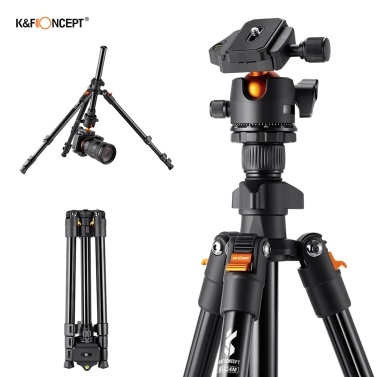 K&F CONCEPT Portable Camera Tripod Stand Aluminum Alloy 160cm/62.99 Max. Height 8kg/17.64lbs Load Capacity Low Angle Photography Travel Tripod with Carrying Bag for DSLR Cameras
