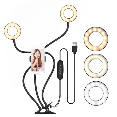 Andoer Clip-On Mini USB Ring Light Fill-in Lamp Dual Lights 3 Lighting Modes