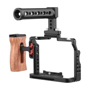 Andoer Camera Video Cage + Top Handle + Side Wooden Grip Kit