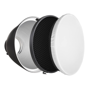 9 Inch Reflector Diffuser Bowens Mount Photography Lamp Shape Dish with 60 Degrees Honeycomb Grid and White Soft Cloth for Studio Strobe Flash Light Speedlite