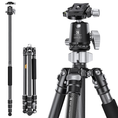 K&F CONCEPT Carbon Fiber Camera Tripod Stand Monopod with BH-30 Flexible Ballhead
