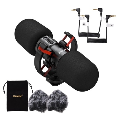 MAMEN MIC-08 Pro Mini On-camera Microphone Two-way Pickup Metal Mic