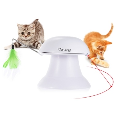 Dadypet Cat Toy 2 in 1 Automatic Rotating Light Interactive Feather Toy Safe Pet Entertainment Exercise with 360° Rotation Design with USB Charging Cable for Cats and Dogs