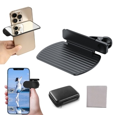 Portable Smartphone Camera Mirror Reflection Clip Kit with Carrying Bag Cleaning Cloth Adjustable Mobile Phone Reflection Clip