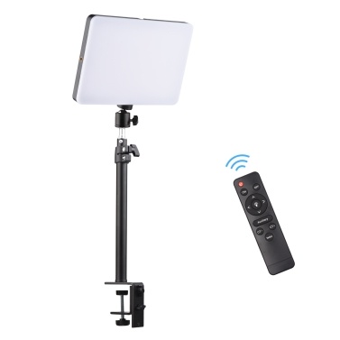 38W RGB Video Light Photography Light with C-Clamp Stand Bi-Color Temperature 3200-5500K Dimmable Brightness CRI 95 Ball Head Remote Control for Gaming Video Recording Video Conference Live Stream