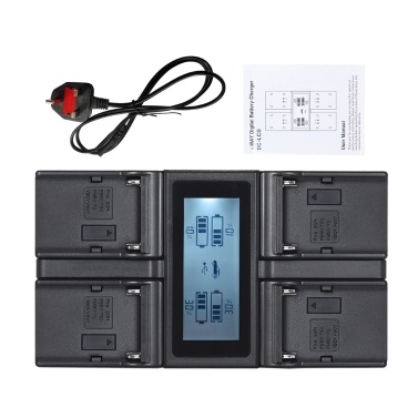 Andoer NP-F970 4-Channel Digital Camera Battery Charger w/ LCD Display  for Sony NP-F550 F750 F950 NP-FM50 FM500H QM71