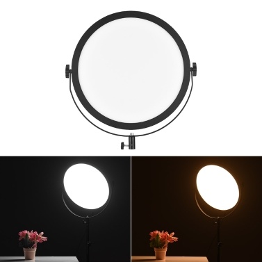 Andoer SO-50T Ultradünner Bicolor-Runder LED-Videolicht 3200K-5600K Füllen Sie das helle stufenlose aufsteckbare LCD-Display CRI 97+ Power 50W für Portrait-Hochzeits-Stillleben-Fotografie-Video